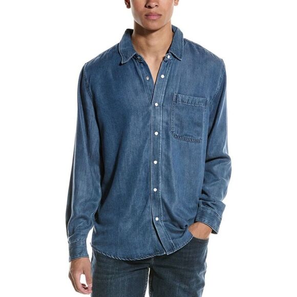 7 for all mankind mens denim button up with front left‎ pocket size Small - Picture 1 of 5